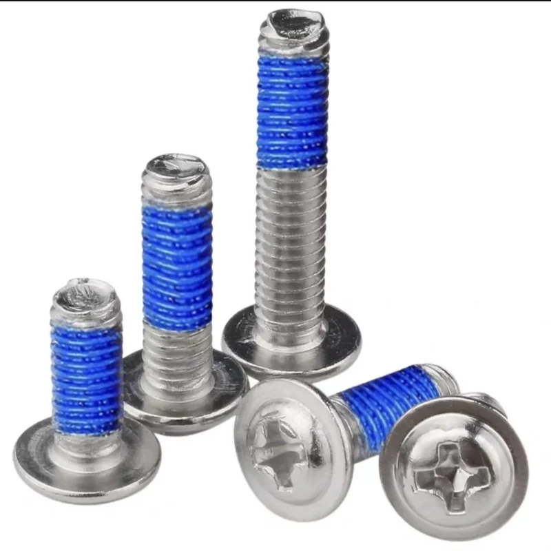 

10 Pieces M1.4 M2 M2.5 M3 M4 M5 M6 M8 304 Round Head Phillips Screws With Glue Coating Built-In Washers Anti-loosening Bolts