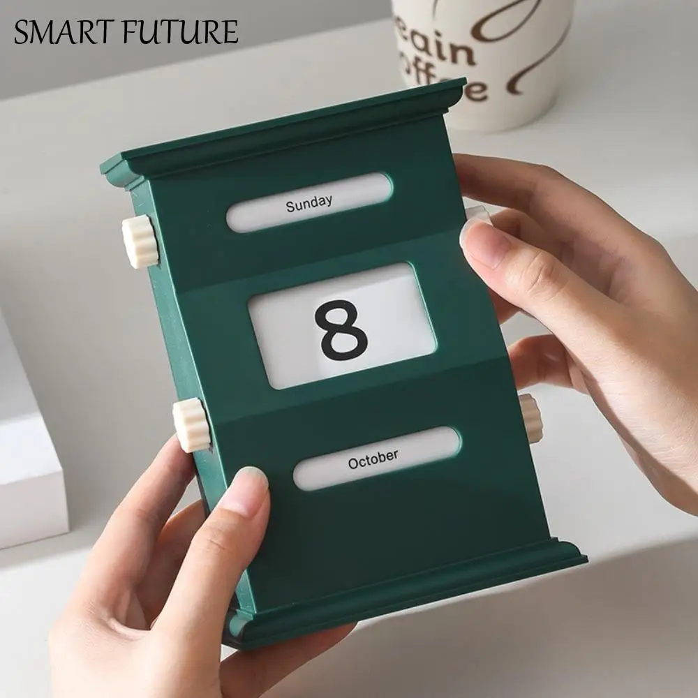 

Vintage Perpetual Desk Calendar Rotation Plastic Retro Calendar Blocks Light Luxury Desk Date Display Desktop Calendar