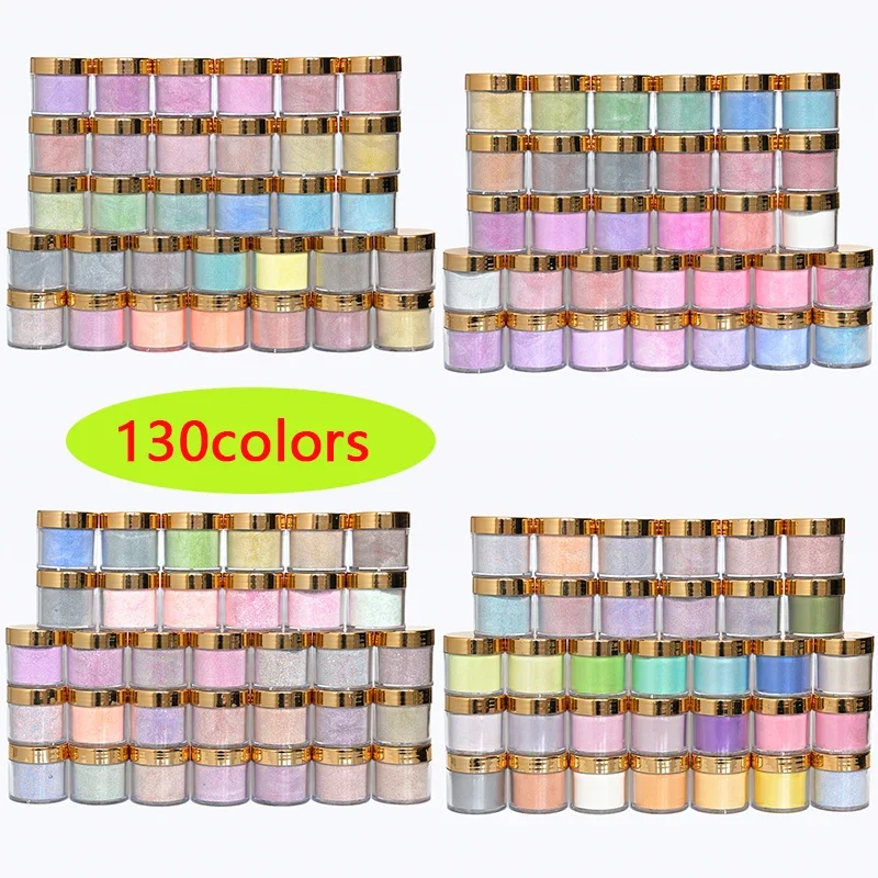 10PCS 1oz/jar Fast Dry Nail Acrylic Powder 2 In 1 Polish Powder French Gel Cosmetic Nails Glitter Lacuqer Nail colors randomly