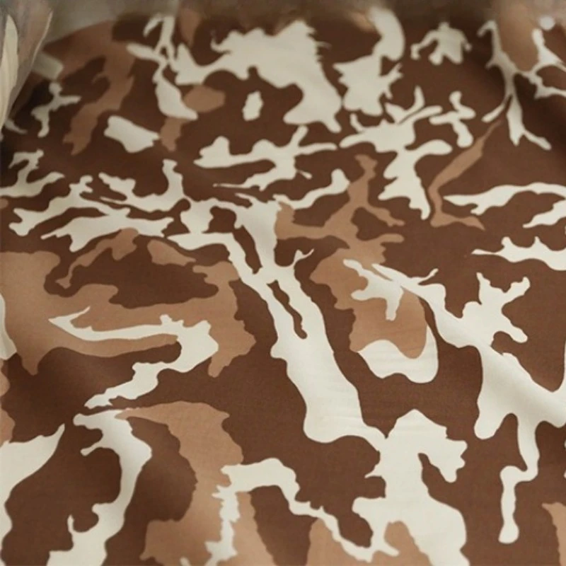 

Thin Retro Beige-brown Camouflage Fabrics with Delicate Twill Cotton-linen Blend Print Sewing Hunting Tactical Gear Sports DIY