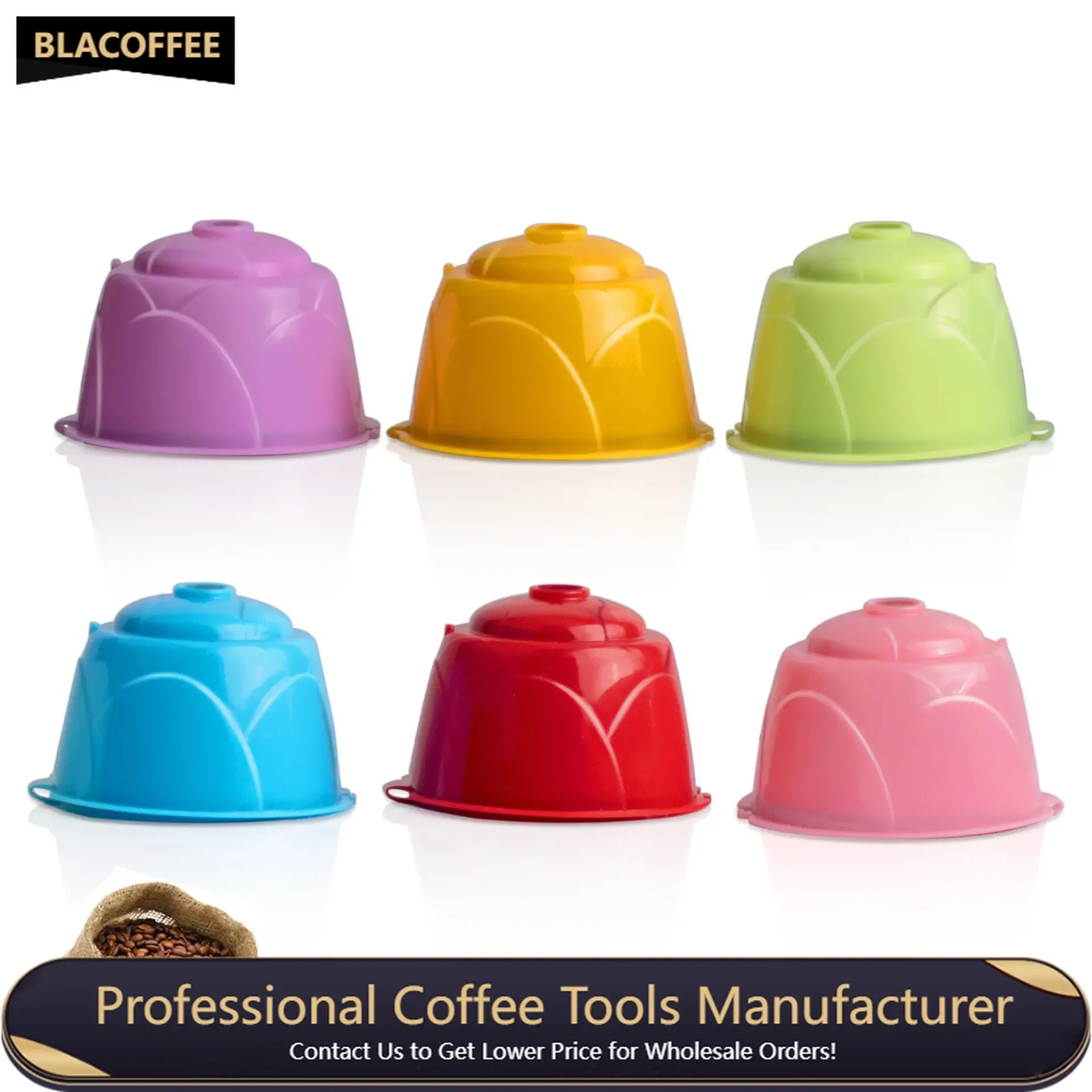 6pcs Reusable Dolce Gusto Coffee Capsule Colorful Rose Style Refillable Capsules Coffee Filters Espresso Coffee Capsules K-Cup