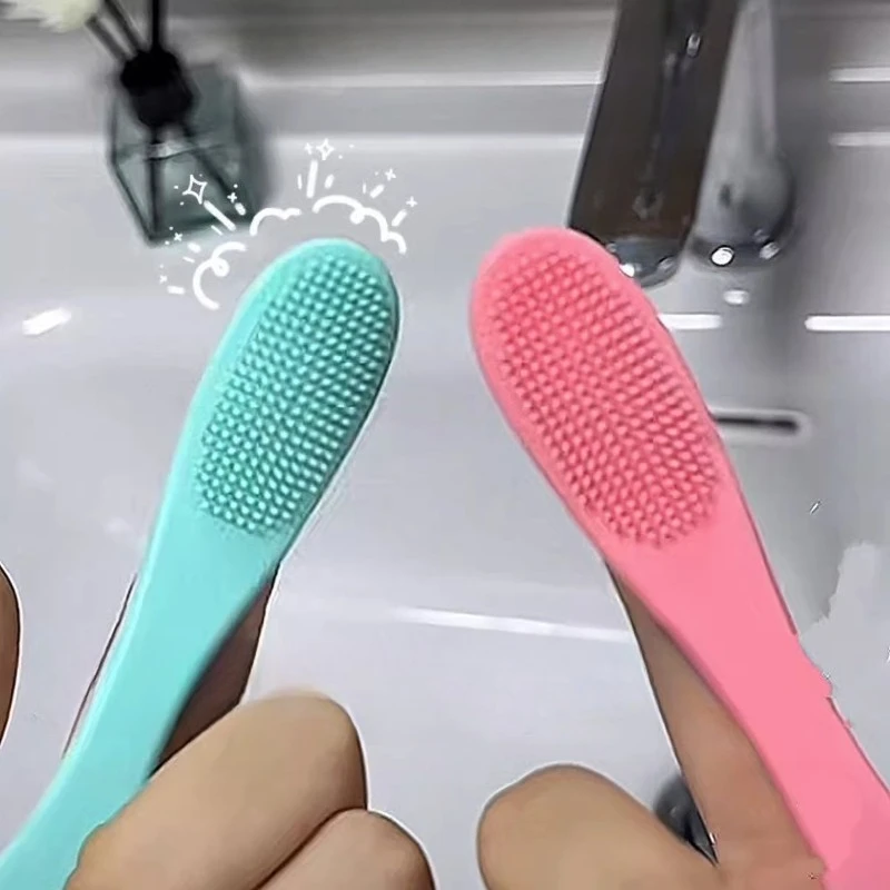 Facial Pore Silicone Cleaning Brush Face Nasal Double-side Massage Brushes Soft Nose Head Wash Brush Beauty Skin Care Clean Tool