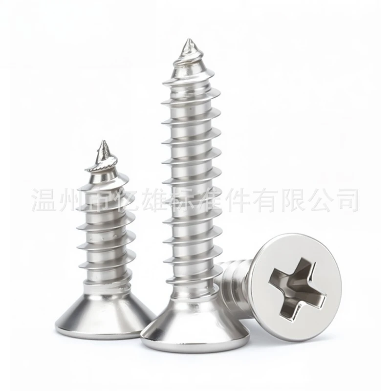 304 Stainless Steel Phillips Countersunk Head Self Tapping Screws, Flat Head Wood Screws For Hinge, M3 M4 Extended Fasteners