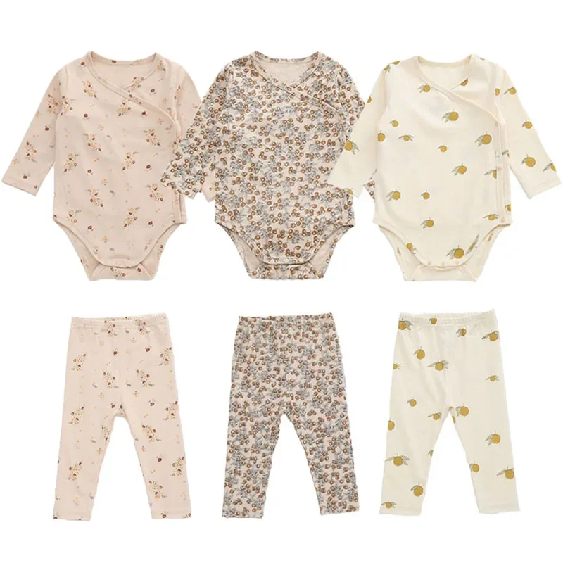 

Baby Clothes Sets Long Sleeve Romper + Pants Sets Organic Cotton New Born Floral Brand Newborn Baby Boy Girl Clothing For 0-2Y