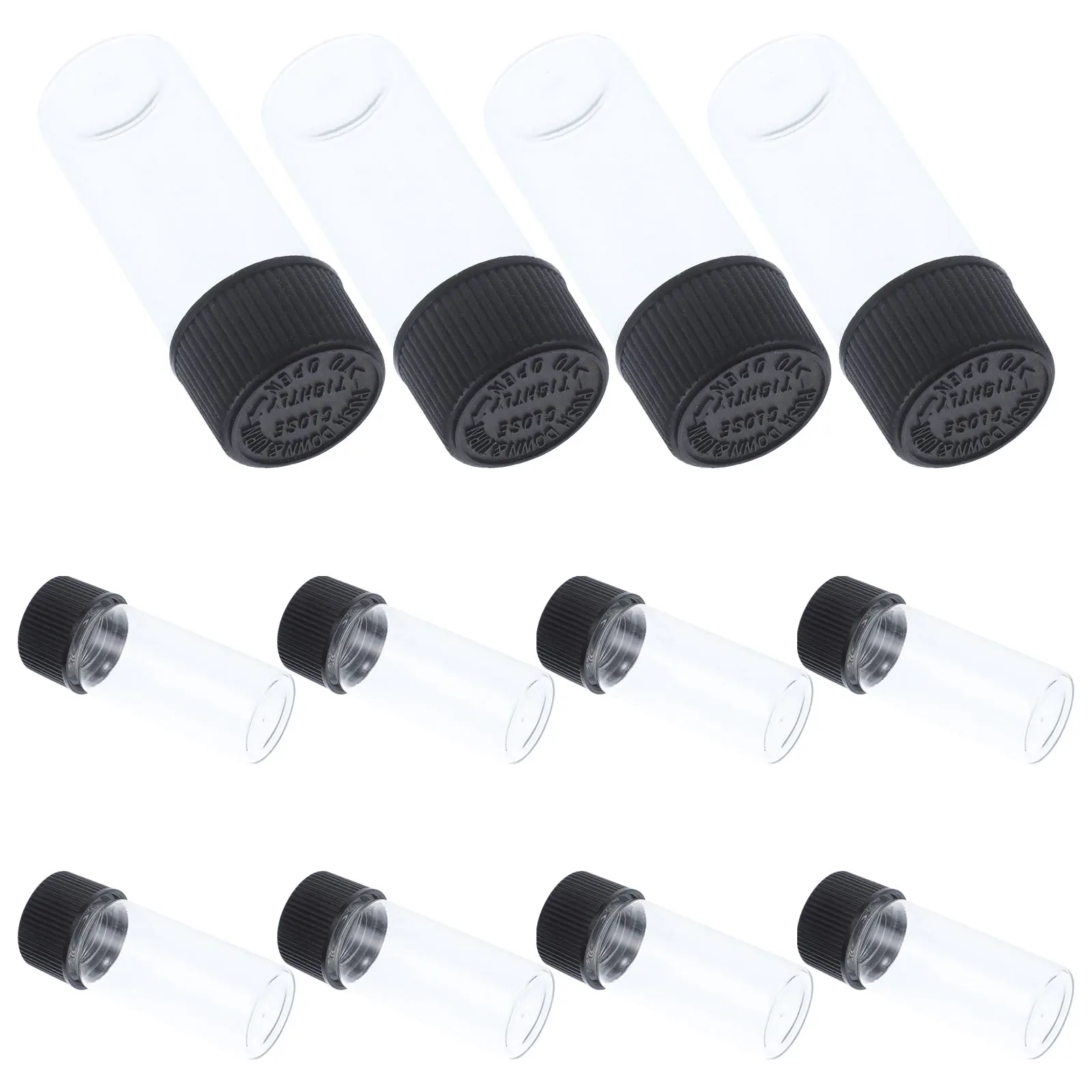 

12 Pcs Press Screw Cap Glass Bottles Containers Empty Vials Small Size Portable Travel Beauty Aids Storage Solutions Lightweight