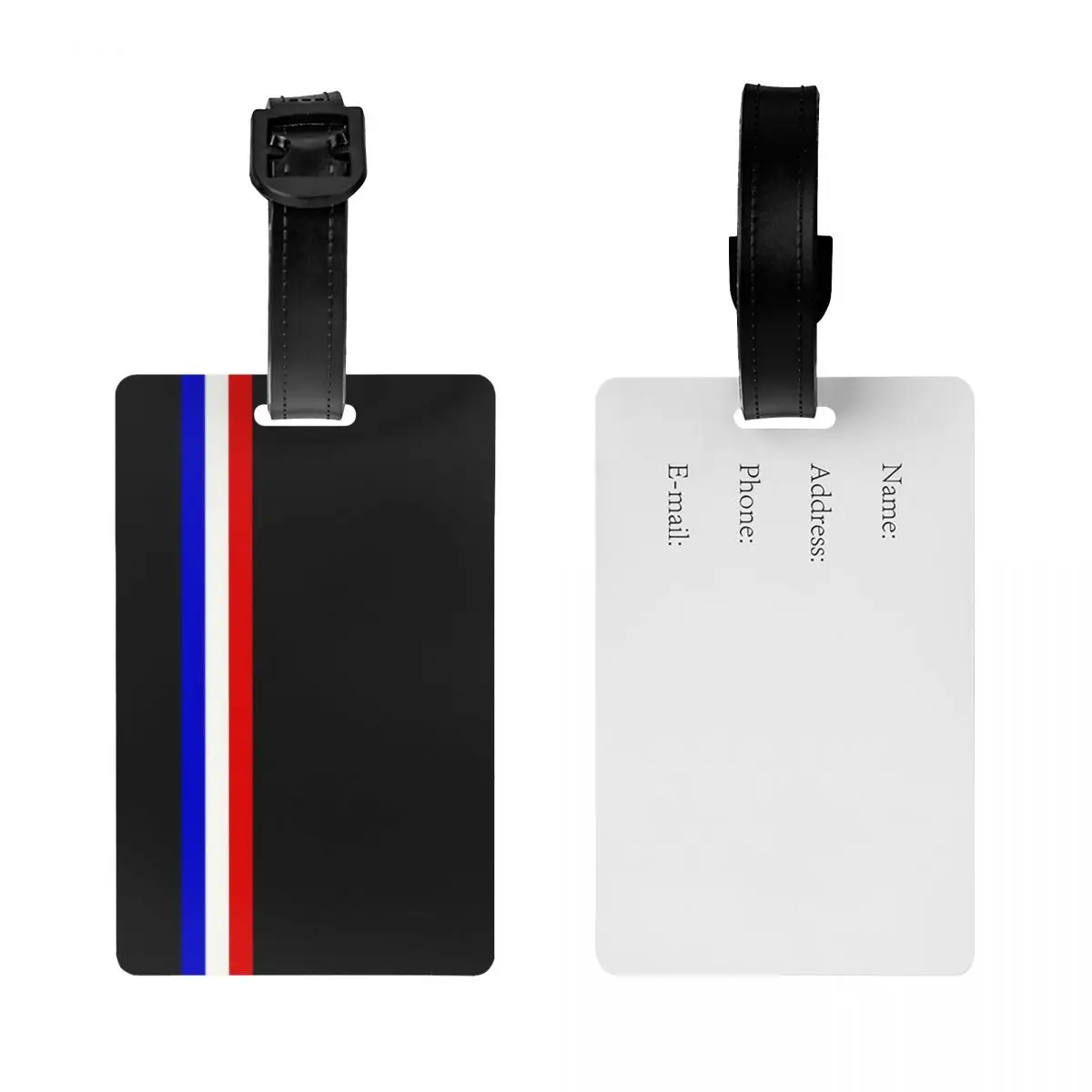 Custom French Flag Stripes Luggage Tag for Suitcases France Patriotic Privacy Cover ID Label