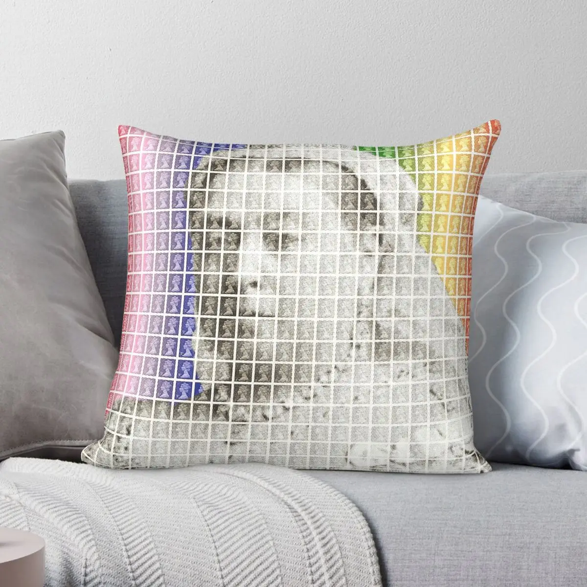 Queen Victoria Scanned Stamps Square Pillowcase Polyester Linen Velvet Printed Zip Decor Pillow Case Sofa Cushion Case