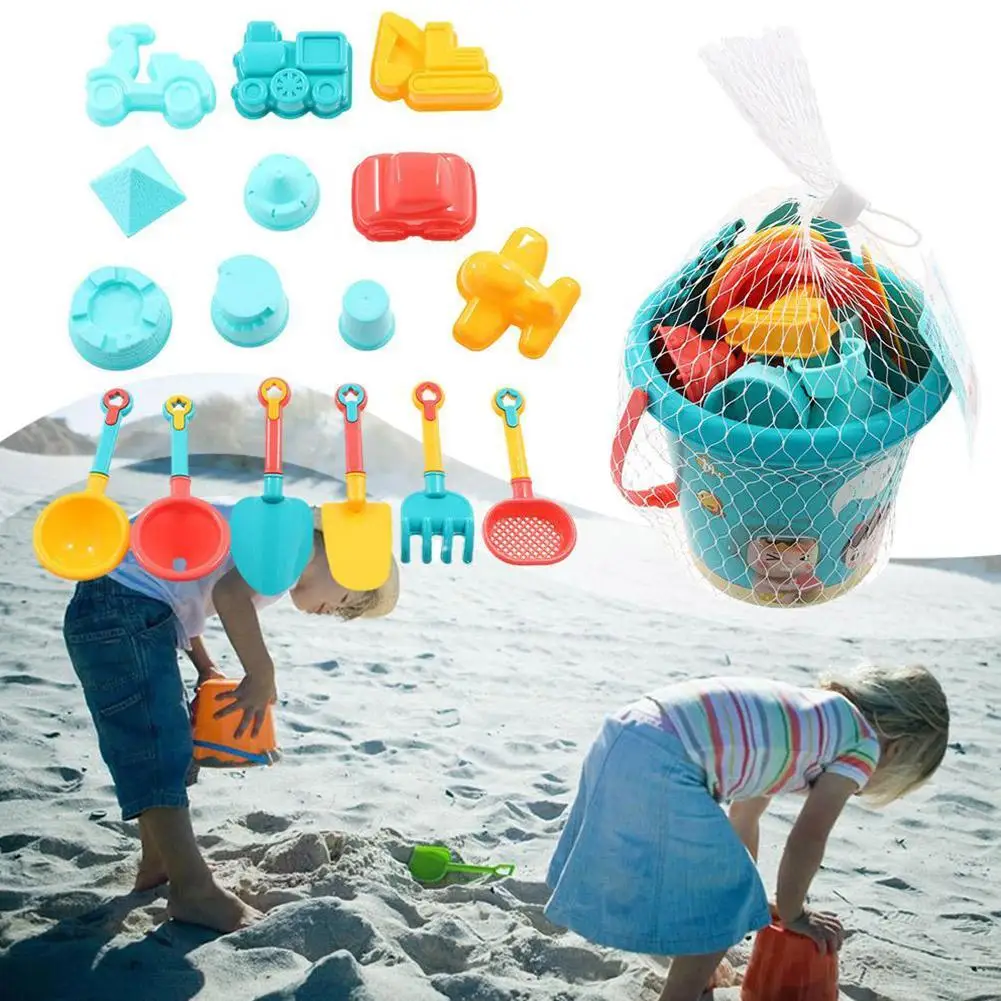 18-Piece Children's Beach Toy Set Baby Sand Digging Tools Shovels Beach Buckets Water Play Tools for Toddlers Kids