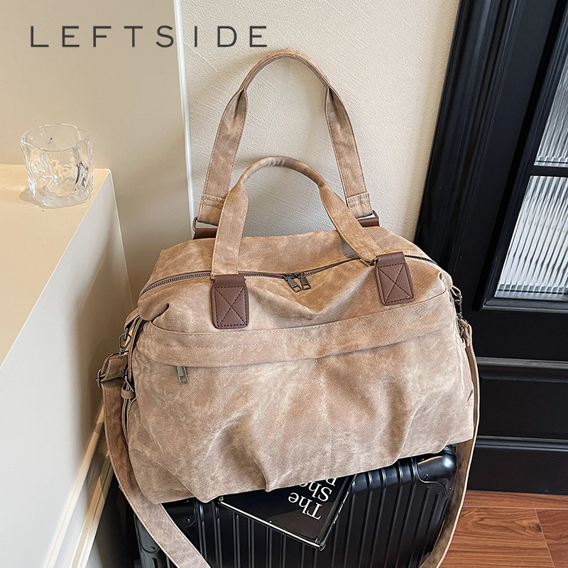 

LEFTSIDE Lady High Capacity Shoulder Bag for Women 2025 Korean Fashion Y2K New Casual Travel Crossbody Bags Retro Handbags