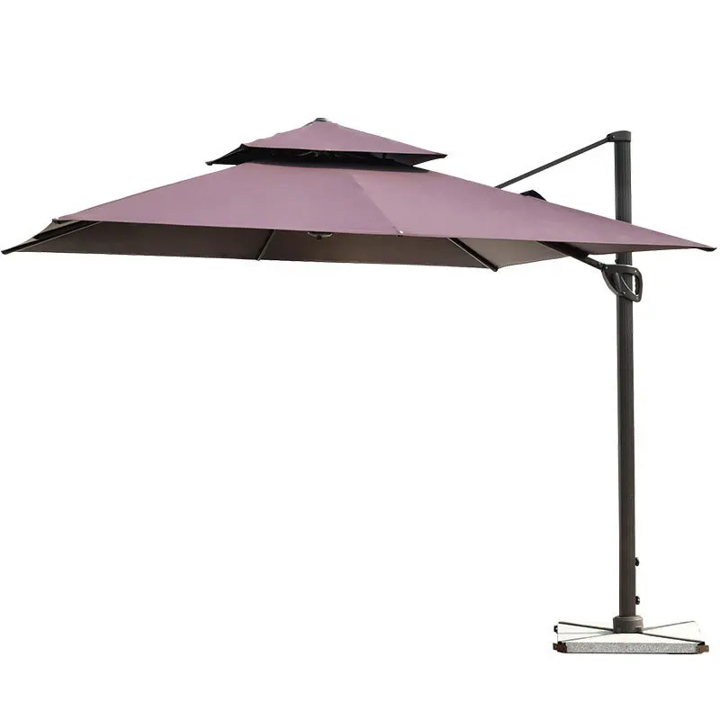 All-Aluminum Alloy Pole Umbrella Base Wind-Resistant Solar-Powered LED Rust-Proof Sun-Proof Outdoor Furniture