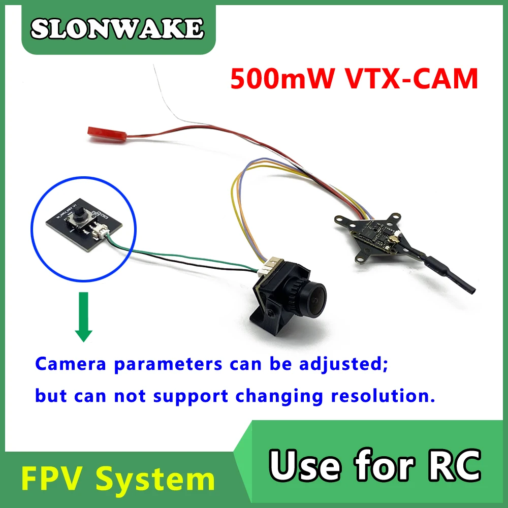 SLONWAKE 5.8G 48CH FPV VTX Transmitter PitMode/25/100/200/500mW Adjustable and CMOS 1200TVL fpv camera use for RC Playing Drone