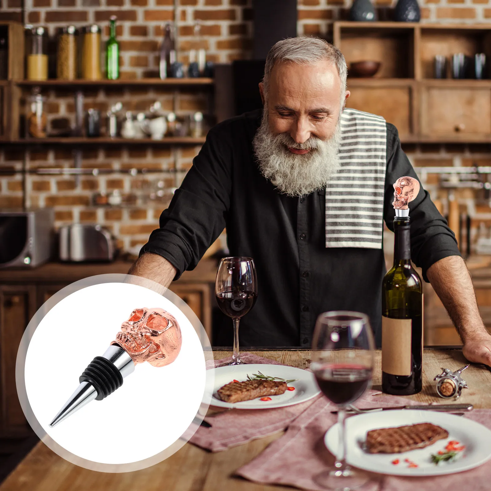 1Pcs Skull Shape Bottle Stopper High Quality Zinc Alloy Wine Stopper for Red Wine Preservation Party Atmosphere Eye Catching