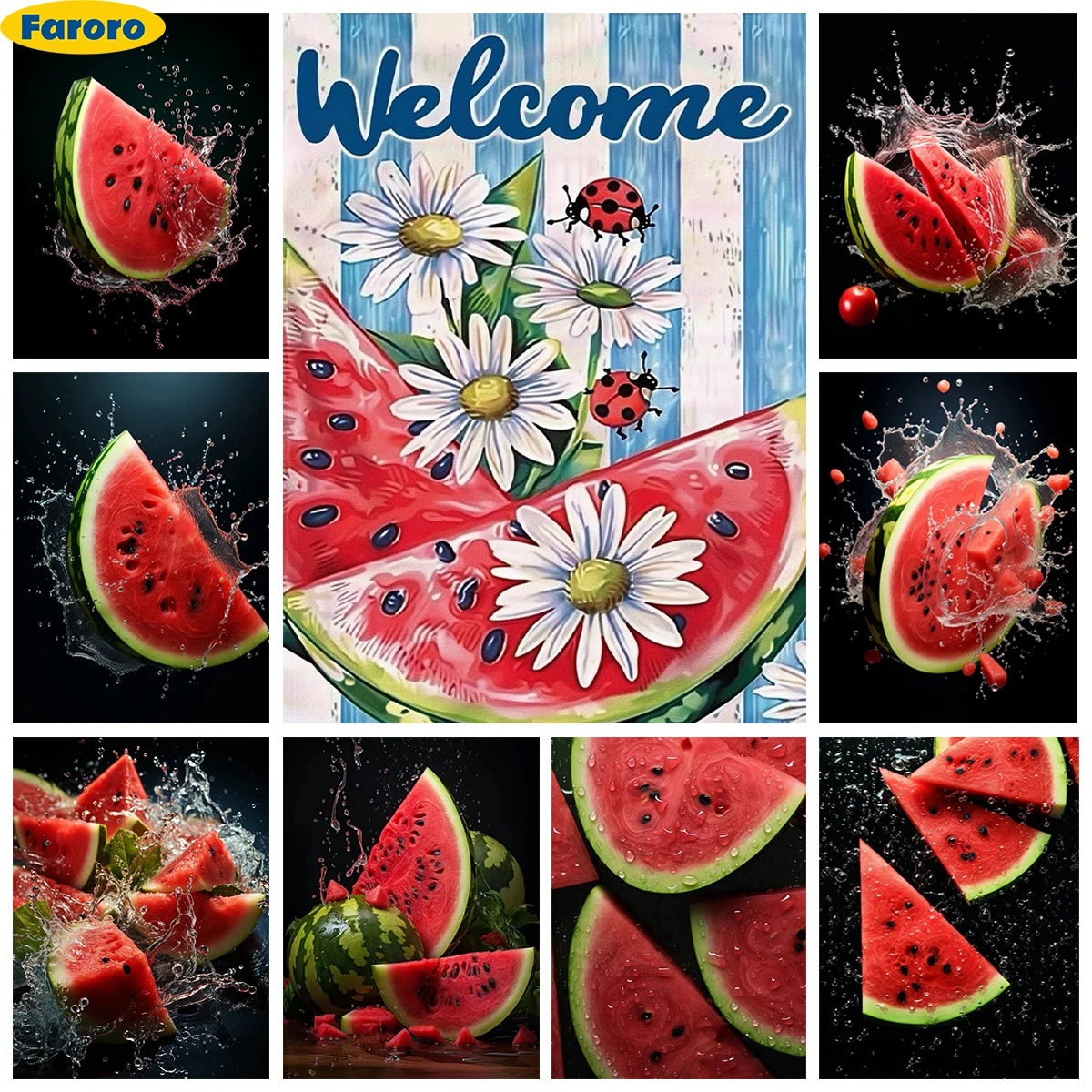 

Watermelon 5D Diamond Art Painting Fruit Poster Diy Diamond Embroidery Cross Stitch Mosaic Sticker Home Wall Decor Creative Gift