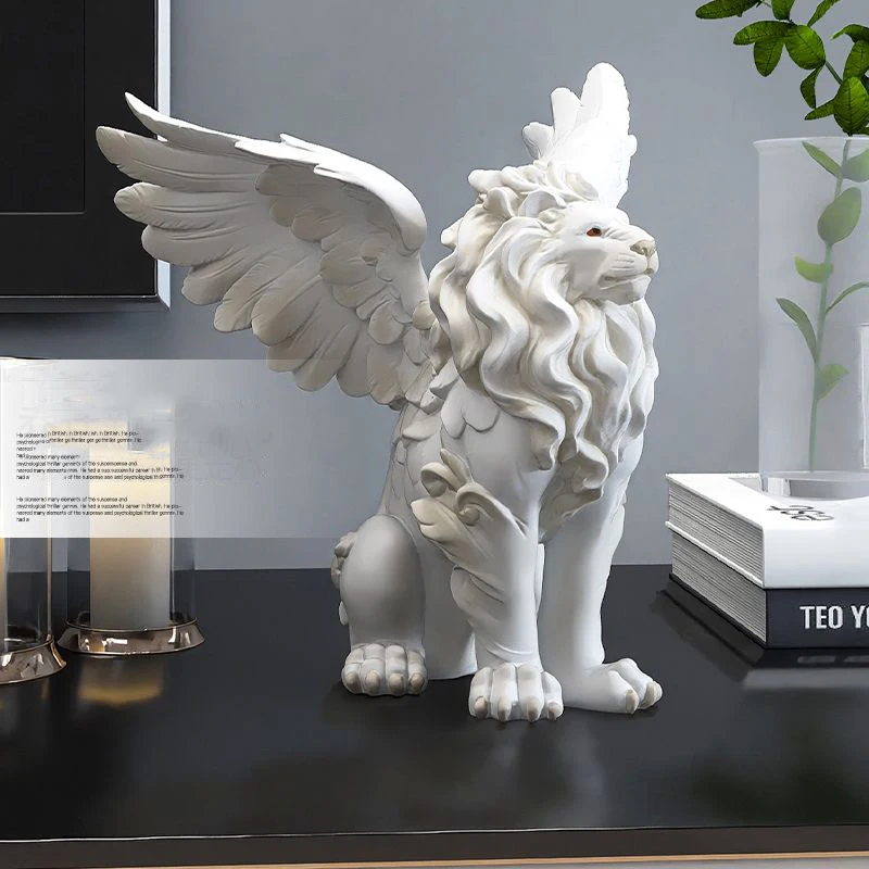 Nordic Luxury Lion Handicraft Resin Adornments Hotel Store Lobby Figurines Crafts Home Livingroom Tabletop Sculpture Decoration