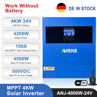 4KW 24V Hybrid Solar Inverter 230V MPPT Photovoltaic On/Off Grid Inverter 100A Solar Charge Controller PV 500V for Solar Panels