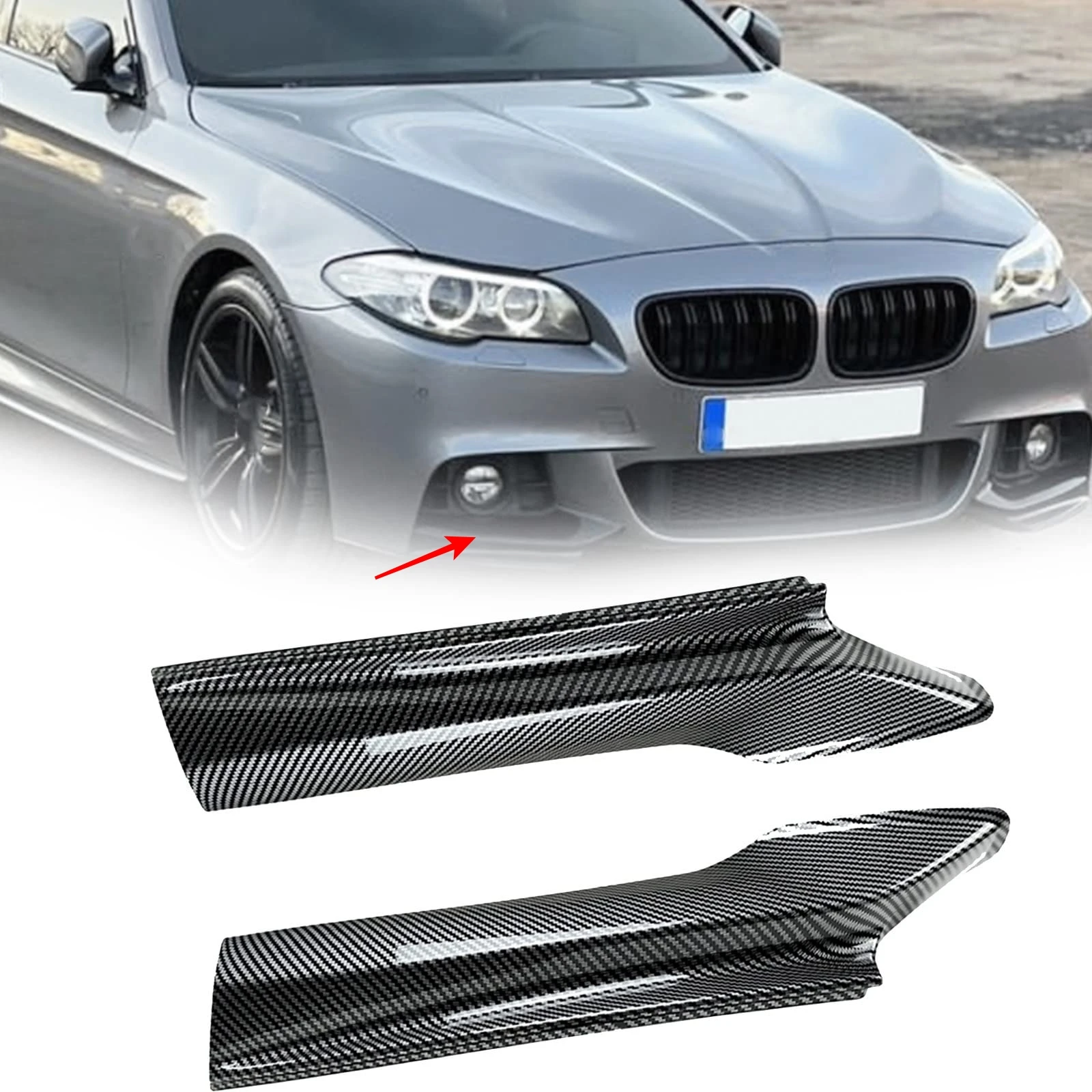 For BMW 5 Series F10 F11 M Sport 520i 530i 2010-2016 Gloss Black Car Front Bumper Lip Splitter Spoiler Diffuser Body Kits Tuning