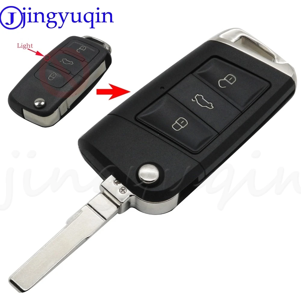 

jingyuqin 3 Buttons Folding Flip Remote Key Shell Cover With Blade for Volkswagen VW Golf 7 Jetta Passat Beetle Polo Bora