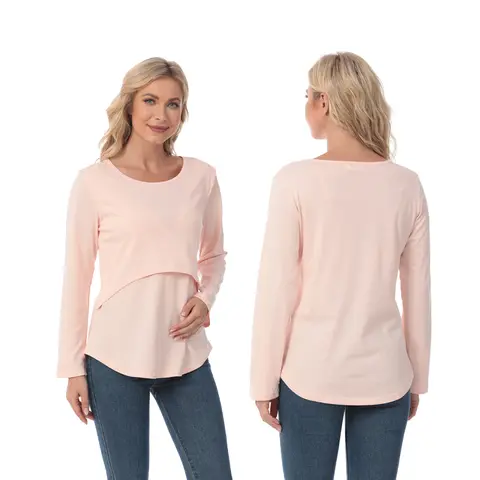 Nursing Top Lactation T-shirt Autumn Long Sleeve Pregnancy Maternity Clothes Plus Size Breastfeeding Tops For Pregnant Women