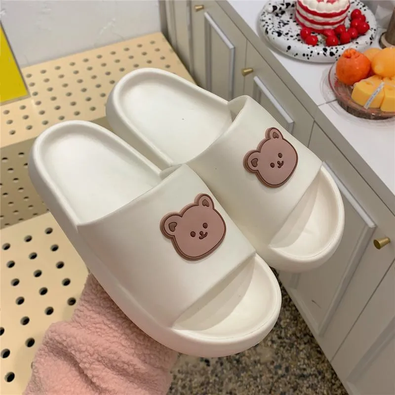 Women Men Bathroom Slippers Summer Outdoor Beach Sandals Couples Cartoon Cute Slides Home Soft Thick Sole Flip Flop Shower Shoes