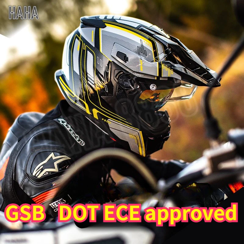 خوذة دراجة نارية للطرق الوعرة ATV معتمدة من GSB ECE عدسة ملونة داخلية كاملة الوجه كاسكو موتوكروس كابايتي موتو كاسك مضادة للوهج