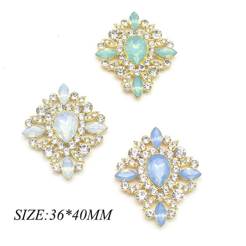 

New 2pcs Diamond Alloy Resin Accessories Gold Flat Clothing Bags Crafts Sewing Metal Accessories