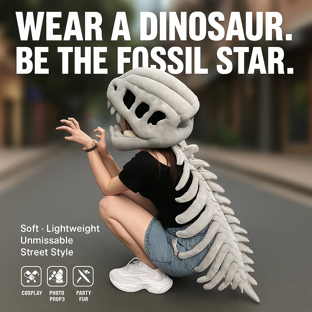 

Realistic Dinosaur Skeleton Model Headgear Hat Cosplay Mask For Kids And Adults Halloween Costume Props Party Decoration