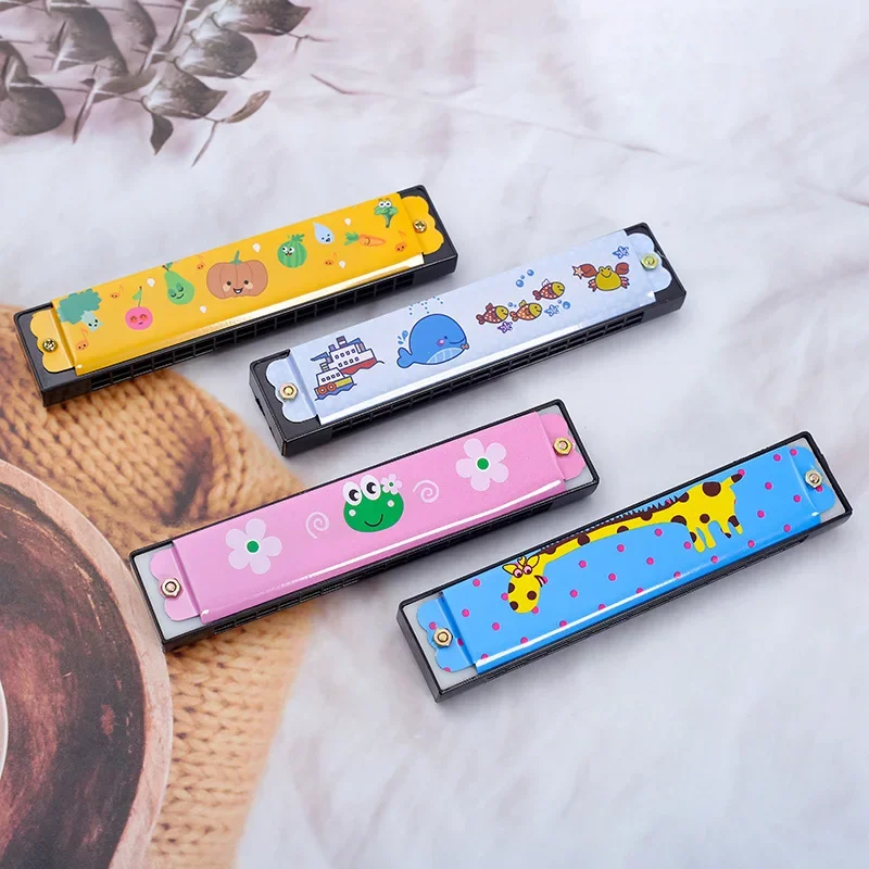 Jouet d'instrument de musique à double rangée pour enfants, harmonica de dessin animé à 16 trous, écoute de la musique, convient aux bébés, 10 pièces