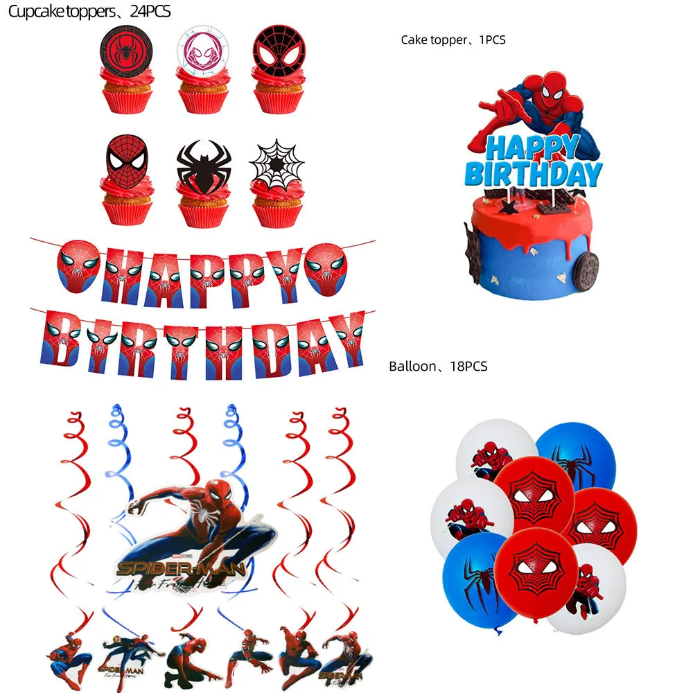 Spiderman Birthday Party Decorations Tableware Balloons Plate Cup Backdrop Kit MARVEL Spiderman Theme Deco Set Boy Favors Supply