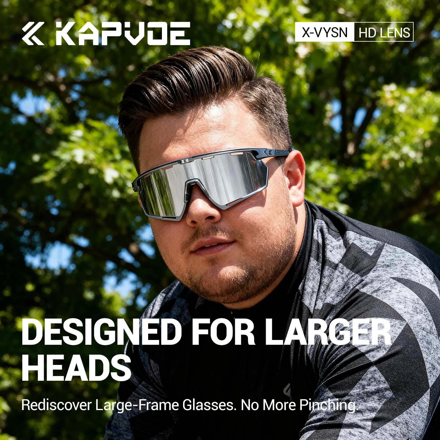 نظارات KAPVOE كبيرة الحجم لركوب الدراجات نظارات شمسية رياضية خارجية للرجال والنساء نظارات UV400 مصممة للوجوه الكبيرة