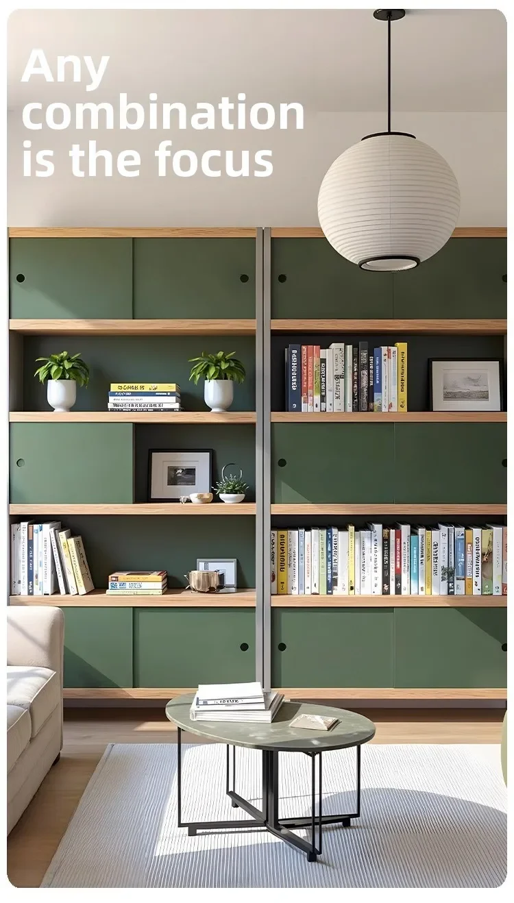 Bookcase Bauhaus retro bookshelf living room sofa integrated to the top whole wall display cabinet