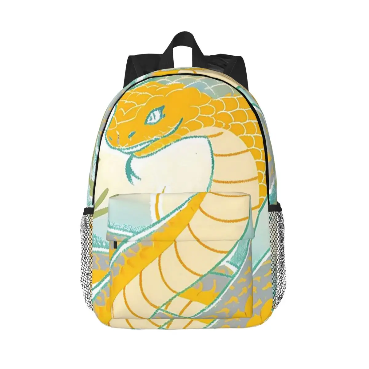 Golden Python Snake In Grass Backpack Daypack Large Capacity Boys Girls BookBag Shoulder Bags for Men Women Children School Bag