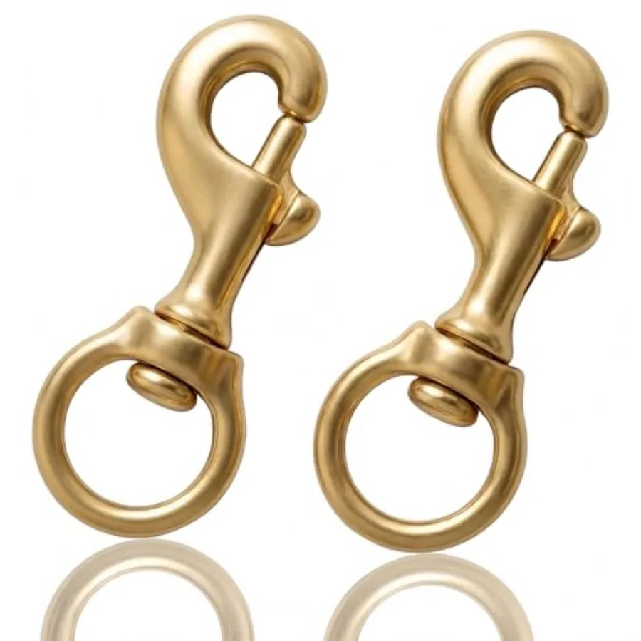 

Brass Flag Clips 2 Pack Heavy Duty Brass Swivel Bolt Snaps Hook for Rope, Flag Pole, Flag Halyard, Dog Chain, Leather Craft, an