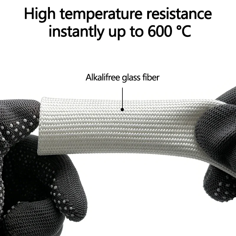 Fiberglass Sleeve 600Deg.C 2/5/10m High Temperature Insulation For Industrial Household Multipurpose Wire Cable Protector Sleeve
