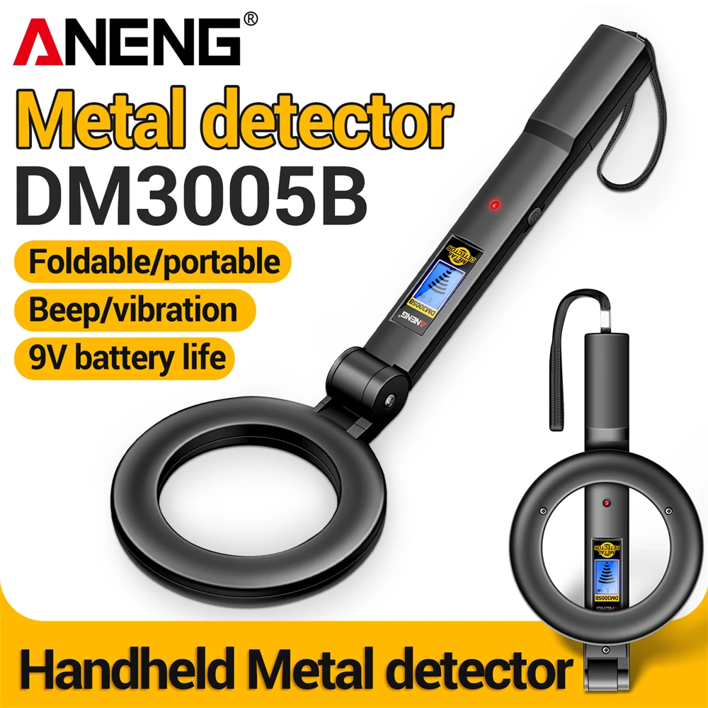 ANENG DM3005B Handheld Metal Detector Beep Vibration Dual Alarm Low Power Security Inspection Treasure Detection Metal Detector