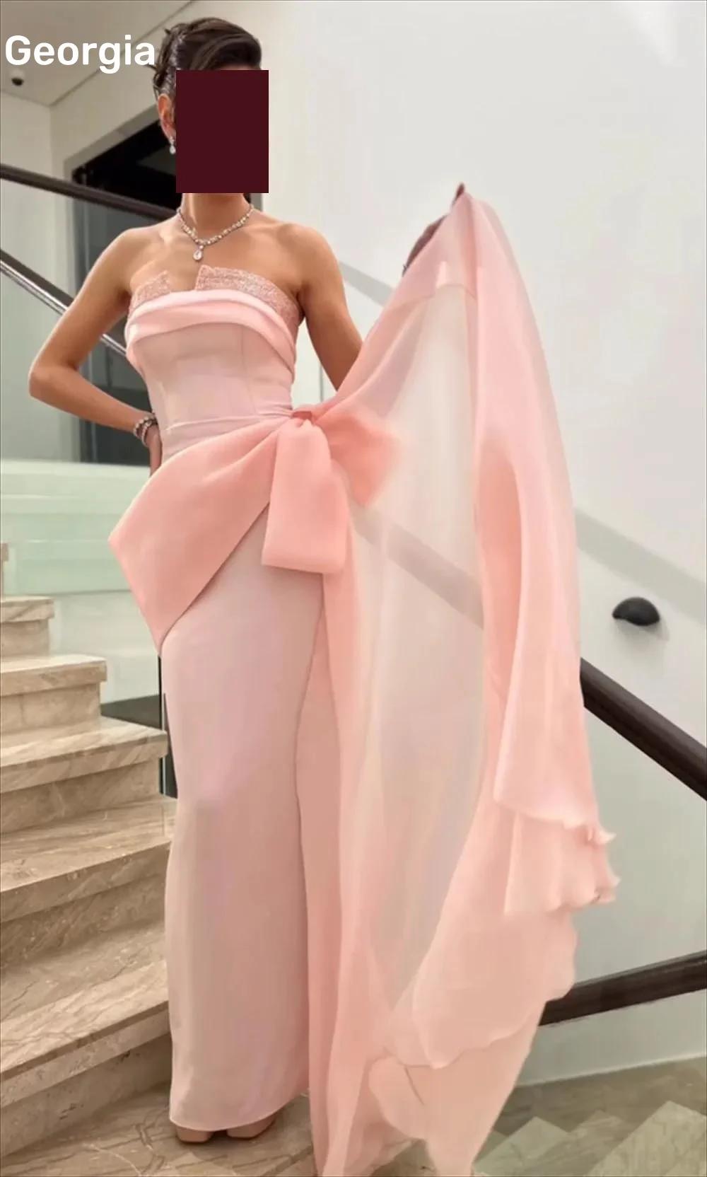فساتين للمناسبات الخاصة Customized Column Strapless Dresses For Prom Floor-Length Beadings Luxury Evening Dresses Bow