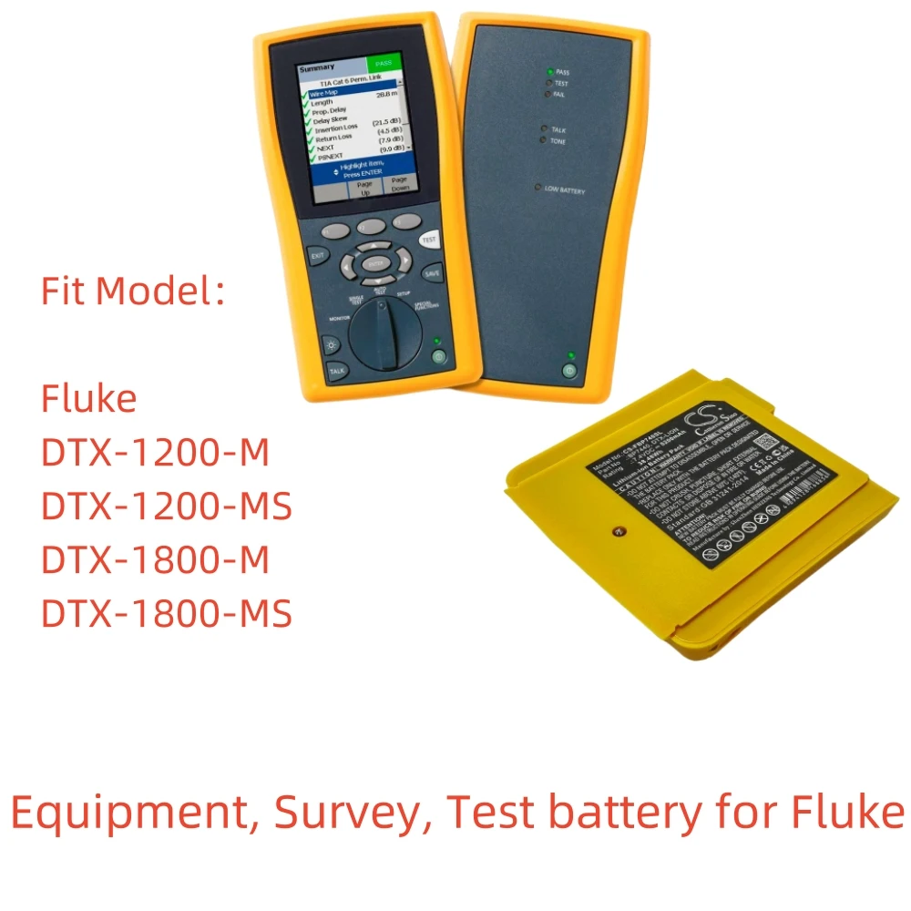 

Li-ion Equipment, Survey, Test battery for Fluke，7.4v，5200mAh，DTX-1200-MS DTX-1800-MS