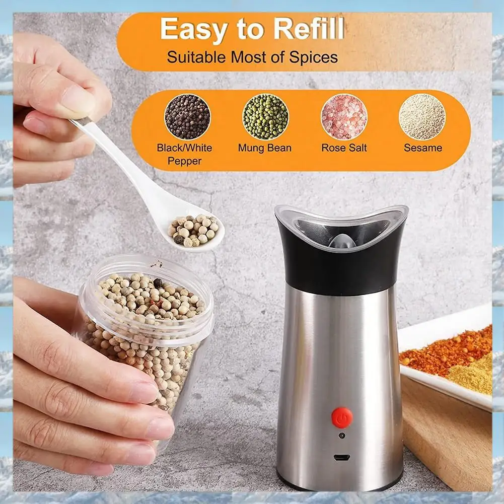 

Набор электрических мельниц для соли и перца Hot Style 2025 года, перезаряжаемая мельница для перца, автоматические мельницы для приправ, регулируемые грубы для измельчения