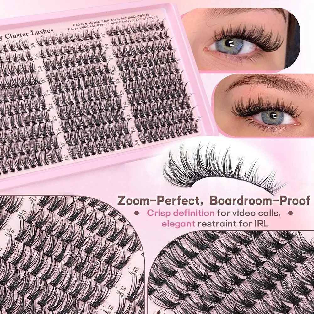 

10-16mm Length False Eyelashes Natural Look Fluffy Clusters Fake Eyelash Wispy Style 30D/40D/50D/60D Lash Extension Kit