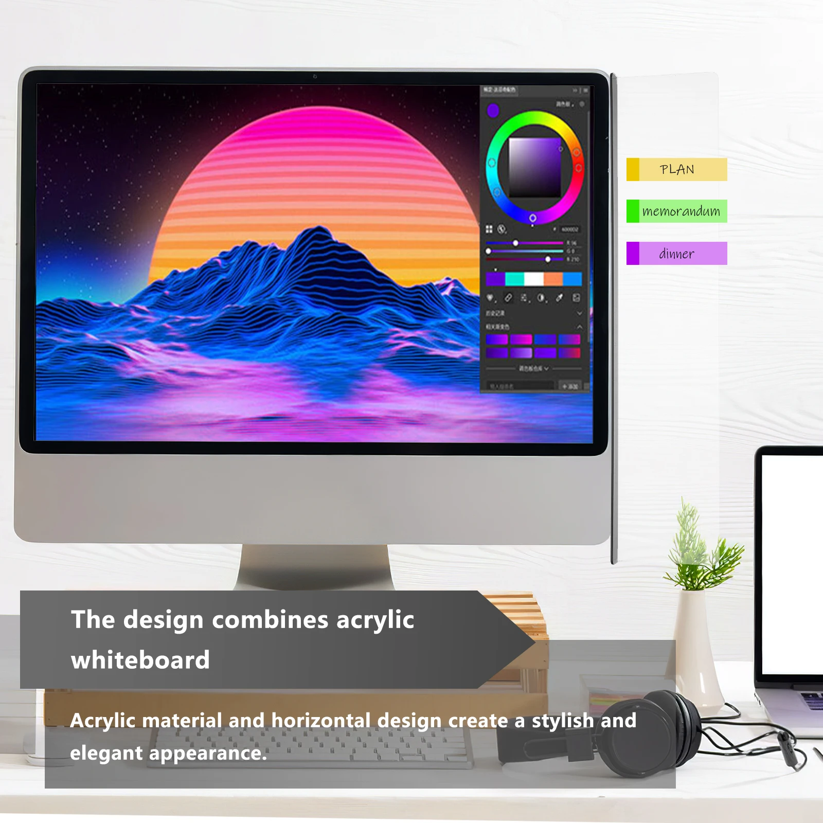 

Monitor Memo Board 35x8x2CM Acrylic Notes Display Office Desk Gadget Reminder Storage Message Board Computer Screen Notes