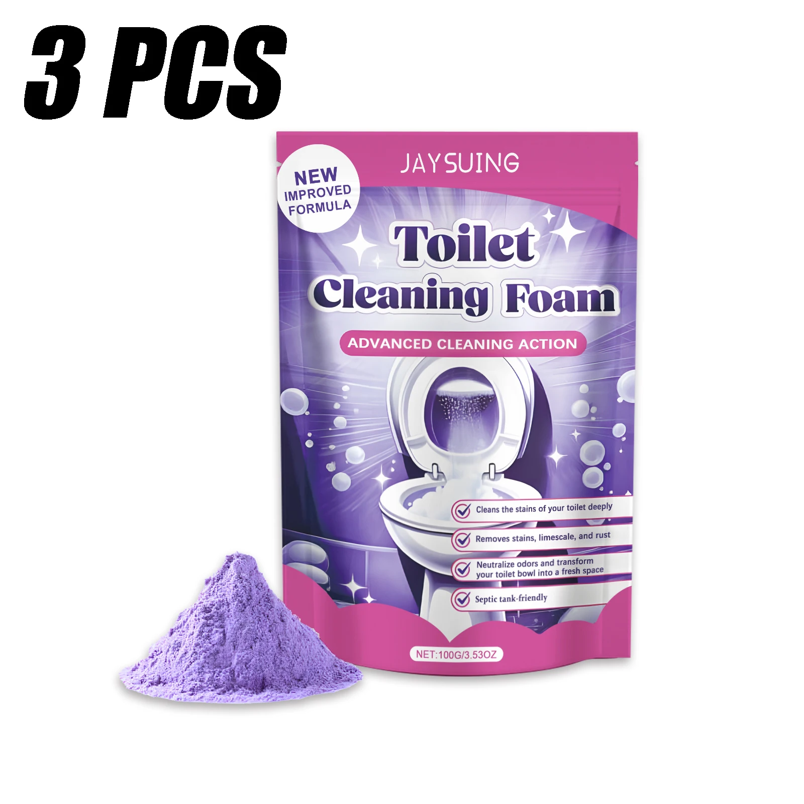 Toiletpotreiniger Zelfactiverende wonderen Poederschuim Diep ontkalkende vlekverwijderaar Toiletpoeder voor het reinigen van toiletpotten
