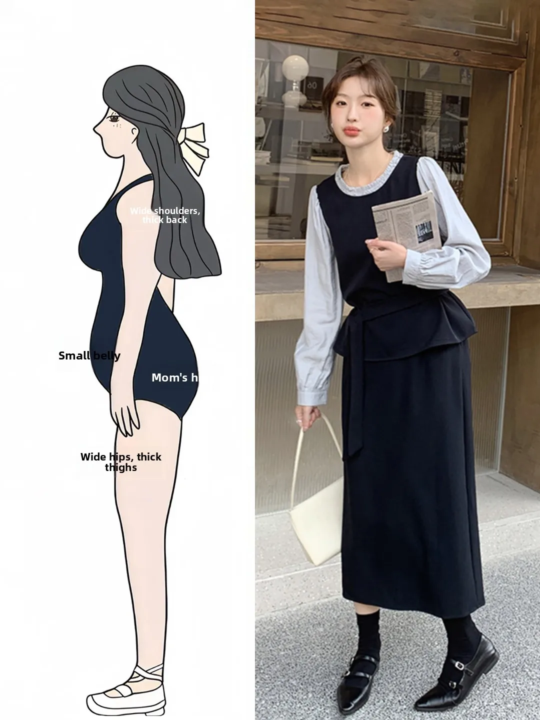 

Spring Commute Korean Sle plus Size Women's Faion Set Top And Skirt Combo Unique High Waist Loose Fit round Ne irt