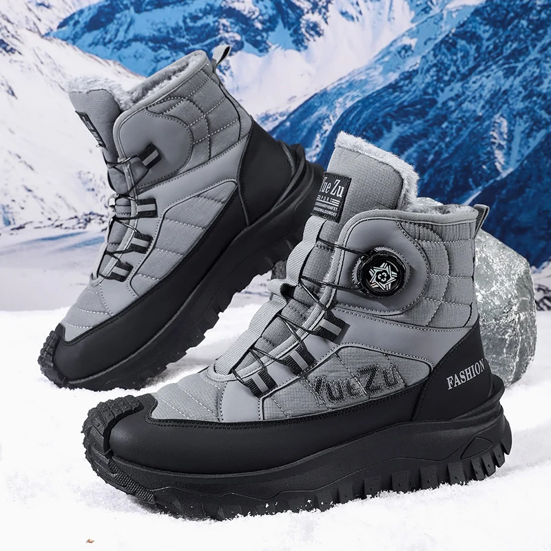

Winter Waterproof Trekking Boots Men‘s Outdoor Warm Sneakers Plush Snow Boots Non-slip Hiking Boots Anti-collision Walking Shoes