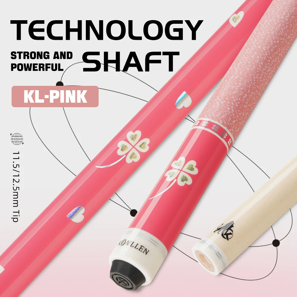 

KONLLEN KL-Pink Кий из клена с трубкой из углеродного волокна, наконечник 11,5/12,5 мм, 3*8/8, шарнирный девичий кий, 148 см, бильярдный кий
