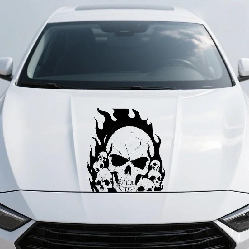 1PC Skull & Flame Dark Punk Decor Selbstklebend (15cm) für Auto Laptop Motorrad Erstellen Sie die Anpassung