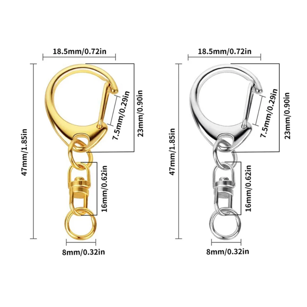 Anel chave de metal com anel de salto aberto para diy artesanato jóias fazendo 10 pçs anel de chave com corrente d snap ganchos rachado chaveiro