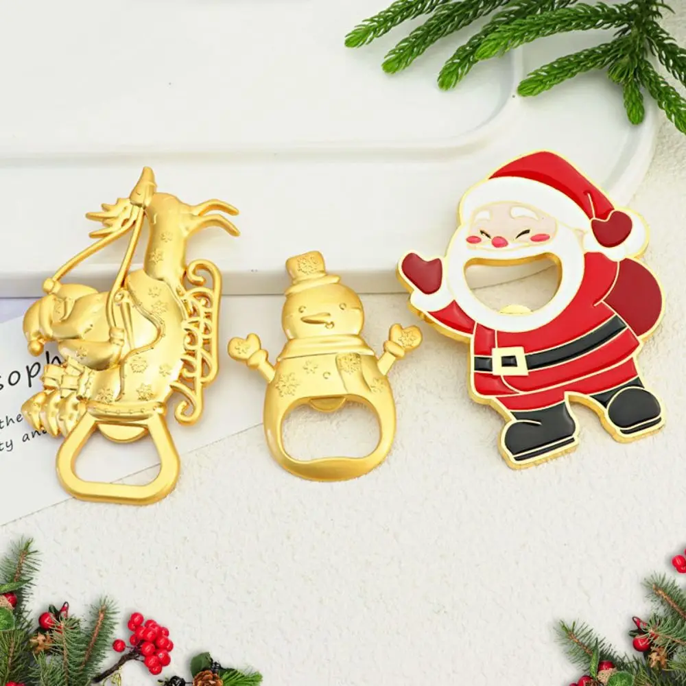 

Cartoon Christmas Bottle Opener Elk Deer Santa Claus Refrigerator Magnet Decorative Alloy Snowman Can Opener Christmas Day
