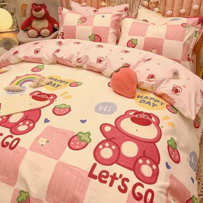 Disney Mickey and Minnie pure cotton bed sheets and quilt covers four-piece set new creative personalized cartoon print bedding