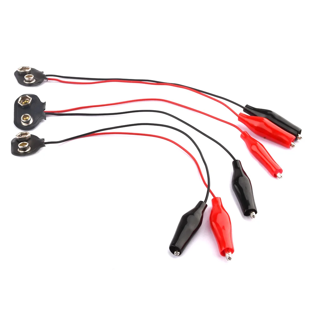 3pcs 9V Clip per batteria supporto per piombo fibbia per batteria scatta filo connettore a Clip a coccodrillo 18cm 9V Clip per batteria doppia Clip a coccodrillo
