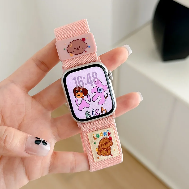 Bracelet magnétique chien mignon coréen pour bracelet de montre Ultra 42mm 46mm 49mm 41 45 42 40 44 Correa bande élastique d'été pour iwatch 10 9 8