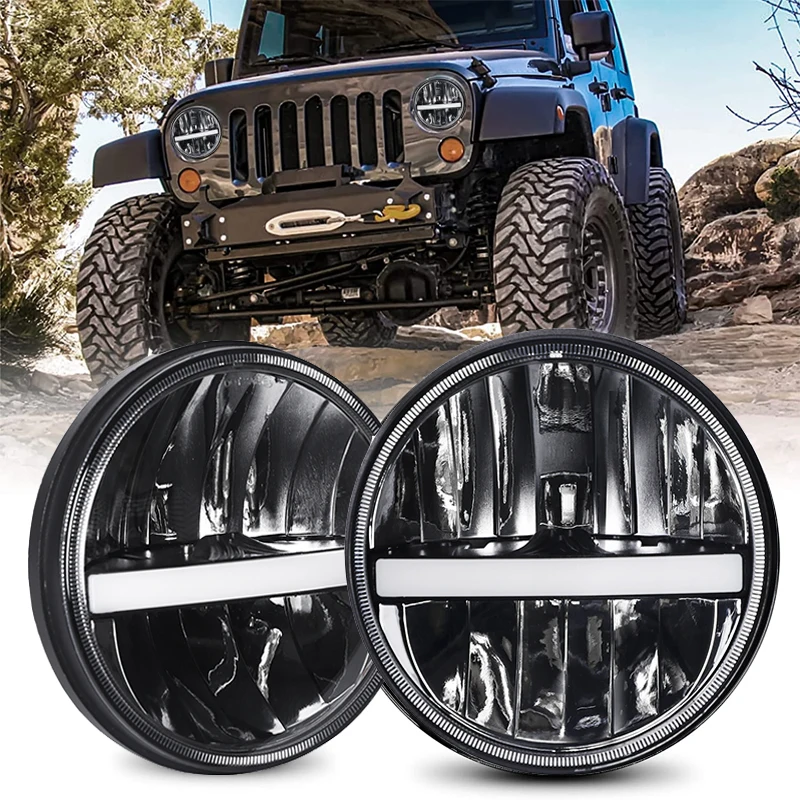 for Nissan Patrol Y60 Hummer H1&H2 Lada 4X4 Car Led 7inch Led Headlight For Land Rover Defender 7inch LED Headlamp